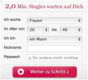 Single.de - Anmeldung - Schritt 1