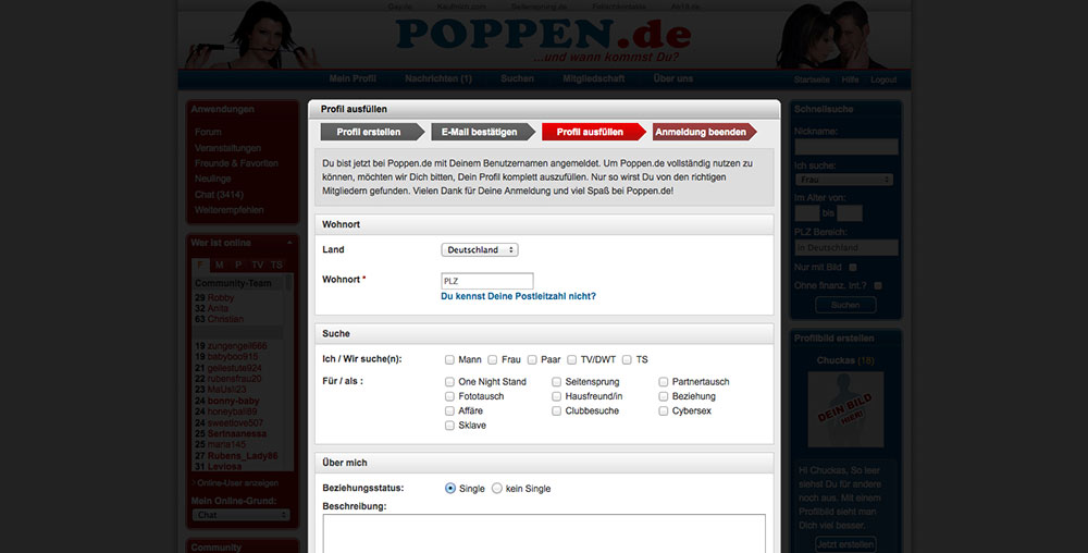 POPPEN.de Registrierung