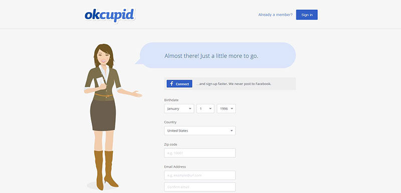 OkCupid Registrierung